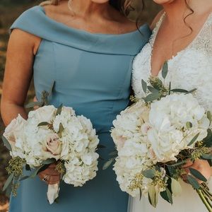 Blue chiffon bridesmaids dress